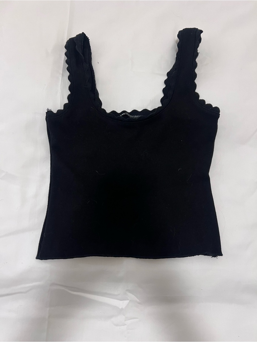 Zara Black Scalloped Edge Tank Top - Women